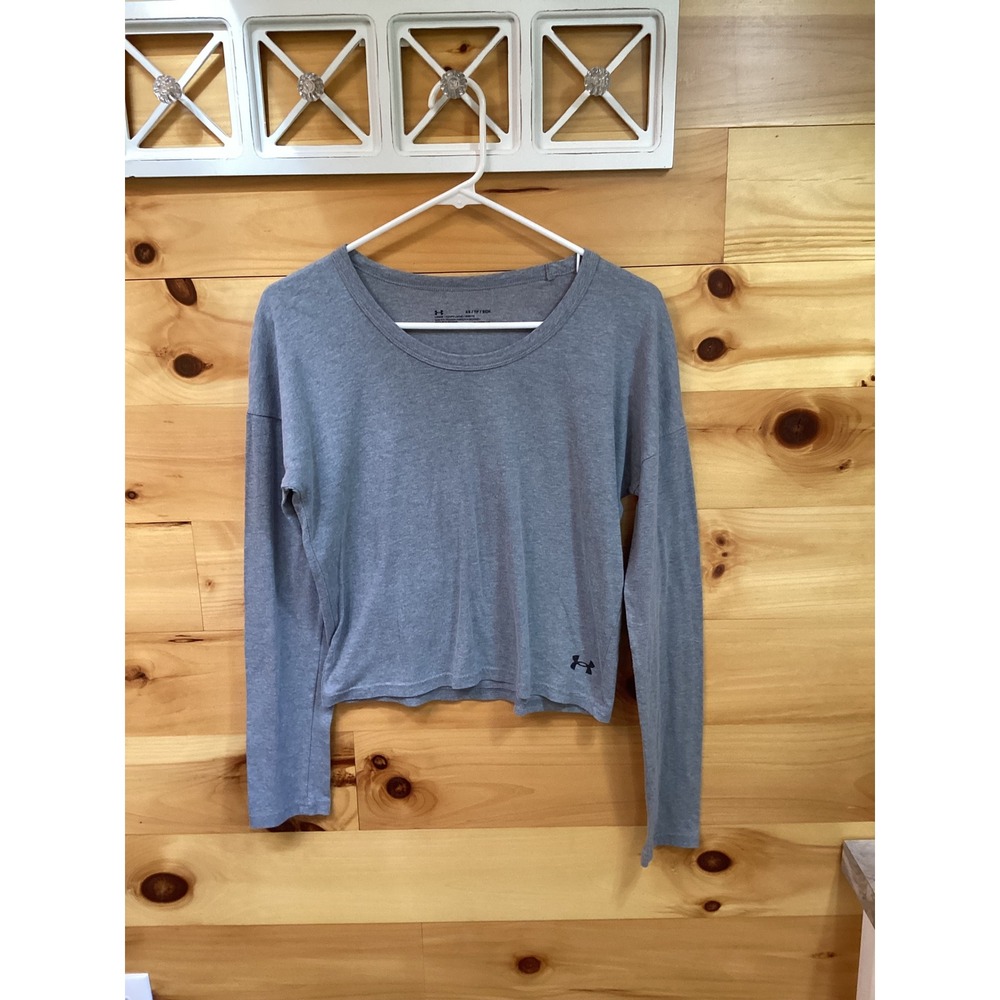 Under Armour HeatGear Womens XS Gray Long Sleeve Loose Fit Workout Top Shirt